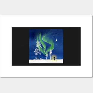 Northern lights flashlight Posters and Art